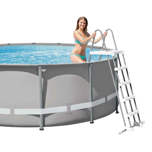 Escada para piscina elevada - 4 Degraus + Plataforma