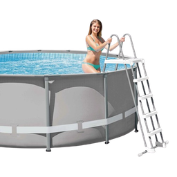 [onl119546] Escada para piscina elevada - 4 Degraus + Plataforma